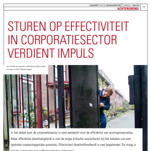 Sturen op effectiviteit in corporatiesector verdient impuls